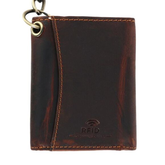 Cazoro Men's RFID Vintage Leather Trifold Chain Wallet - Picture 3 of 5